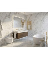 WC-Toilette: Schüssel VIRVEL Weiß mit Klosettsitz Slim Soft-Close Tornado-Spülsystem