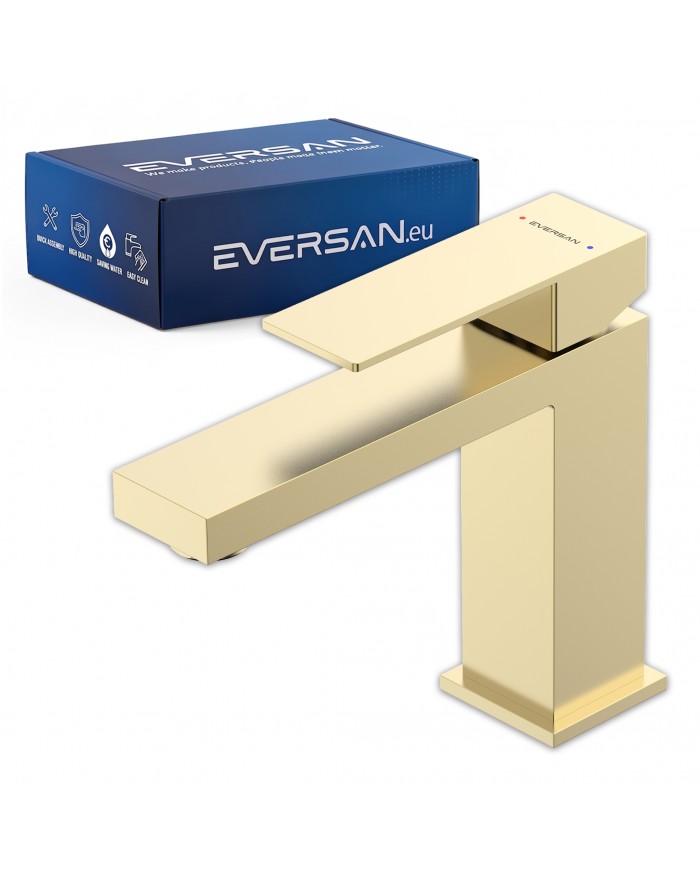 EVERSAN Waschtischarmatur Quadratisch TORIN Kleine Gold gebürstet