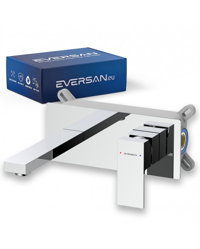 EVERSAN Waschtischarmatur Quadratisch TORIN Unterputz Einbau-Box Chrom