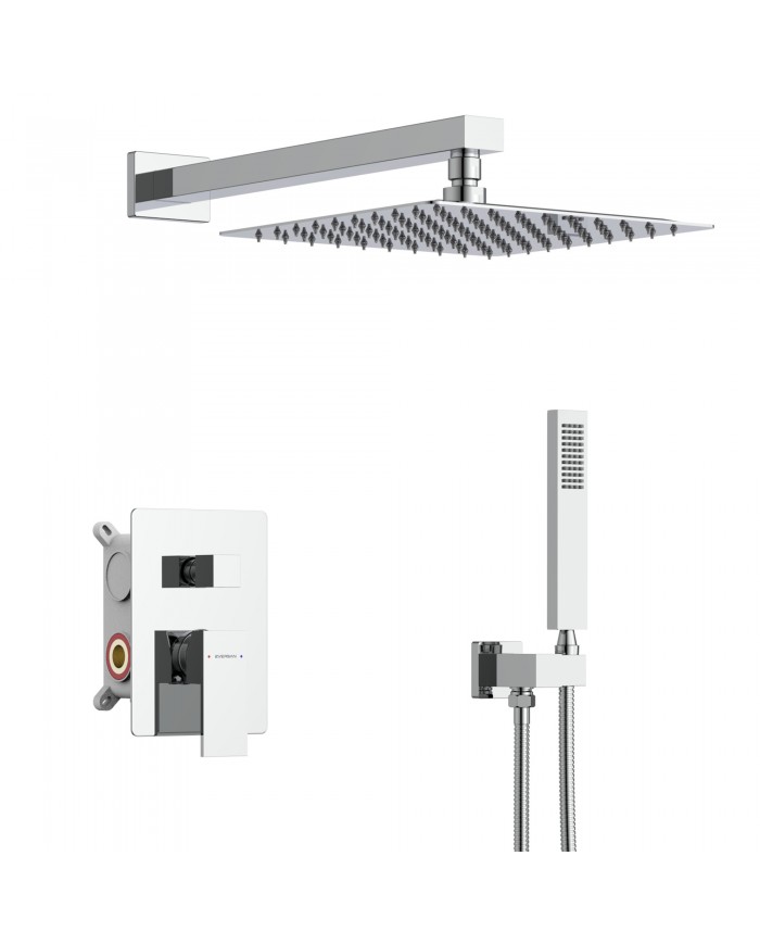 EVERSAN Duschset Quadratisch TORIN Unterputz Einbau-Box Chrom
