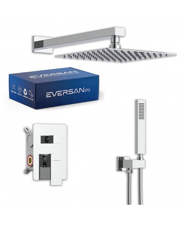 EVERSAN Duschset Quadratisch TORIN Unterputz Einbau-Box Chrom