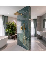 EVERSAN Duschset Quadratisch TORIN Unterputz Einbau-Box Gold gebürstet