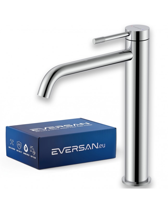 EVERSAN Waschtischarmatur Oval LOKE Hoch Chrom