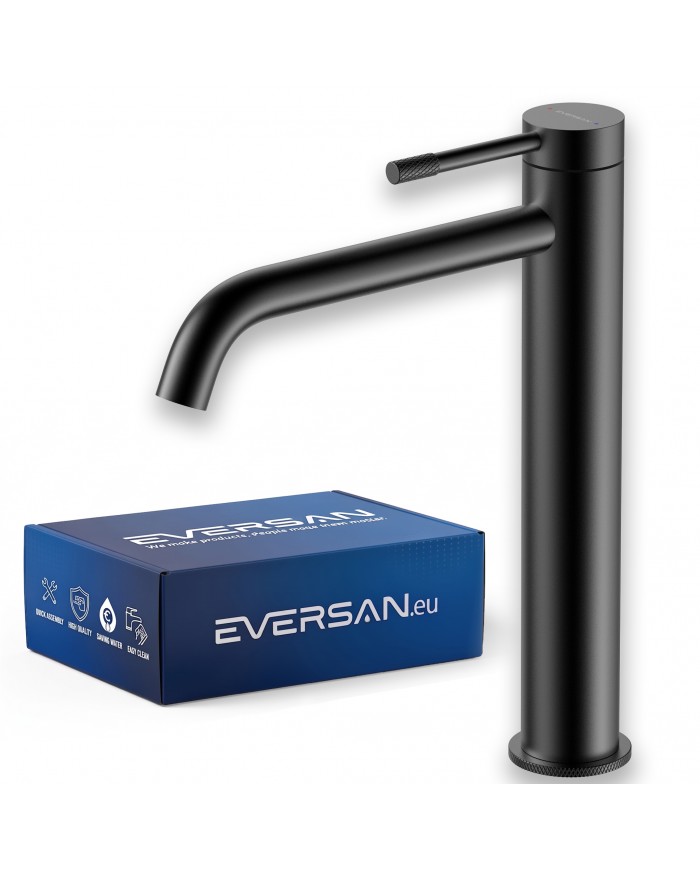 EVERSAN Waschtischarmatur Oval LOKE Hoch Schwarz