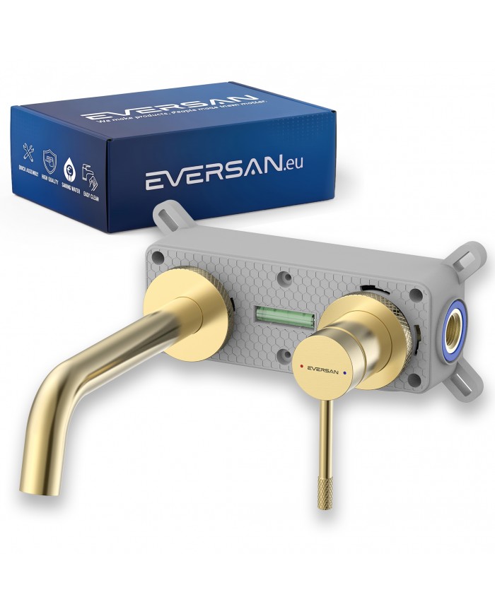 EVERSAN Waschtischarmatur Oval LOKE Unterputz Einbau-Box Gold gebürstet
