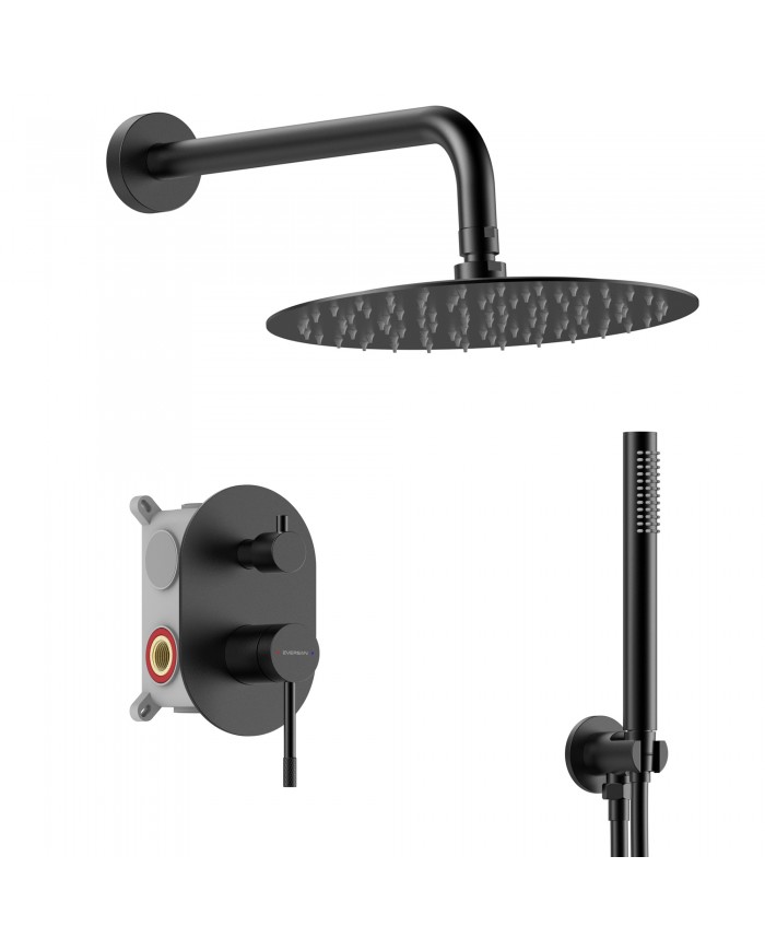 EVERSAN Duschset Oval LOKE Unterputz Einbau-Box Schwarz