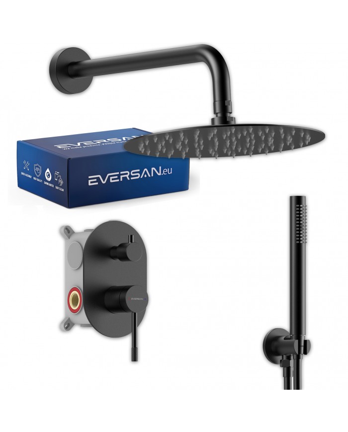 EVERSAN Duschset Oval LOKE Unterputz Einbau-Box Schwarz
