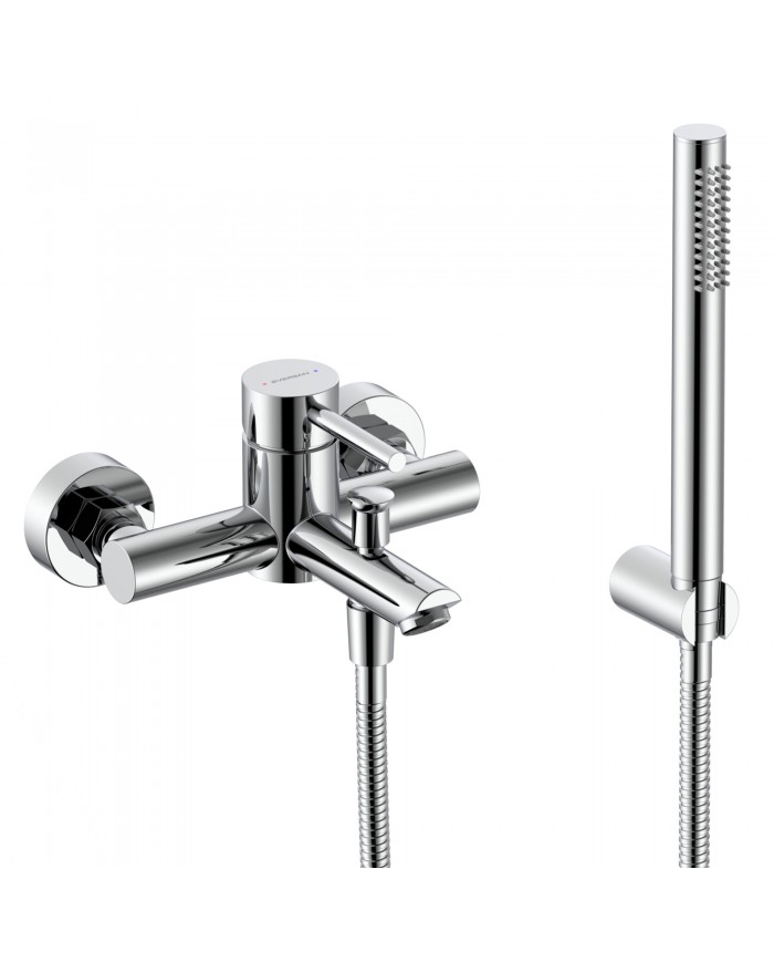 EVERSAN Wannenarmatur Oval LOKE Handbrause Brauseschlauch Chrom