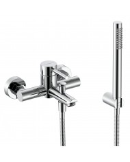 EVERSAN Wannenarmatur Oval LOKE Handbrause Brauseschlauch Chrom
