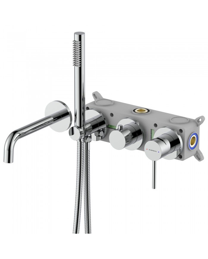 EVERSAN Wannenarmatur Oval LOKE 4-Loch Unterputz Einbau-Box Chrom