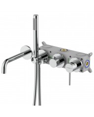 EVERSAN Wannenarmatur Oval LOKE 4-Loch Unterputz Einbau-Box Chrom