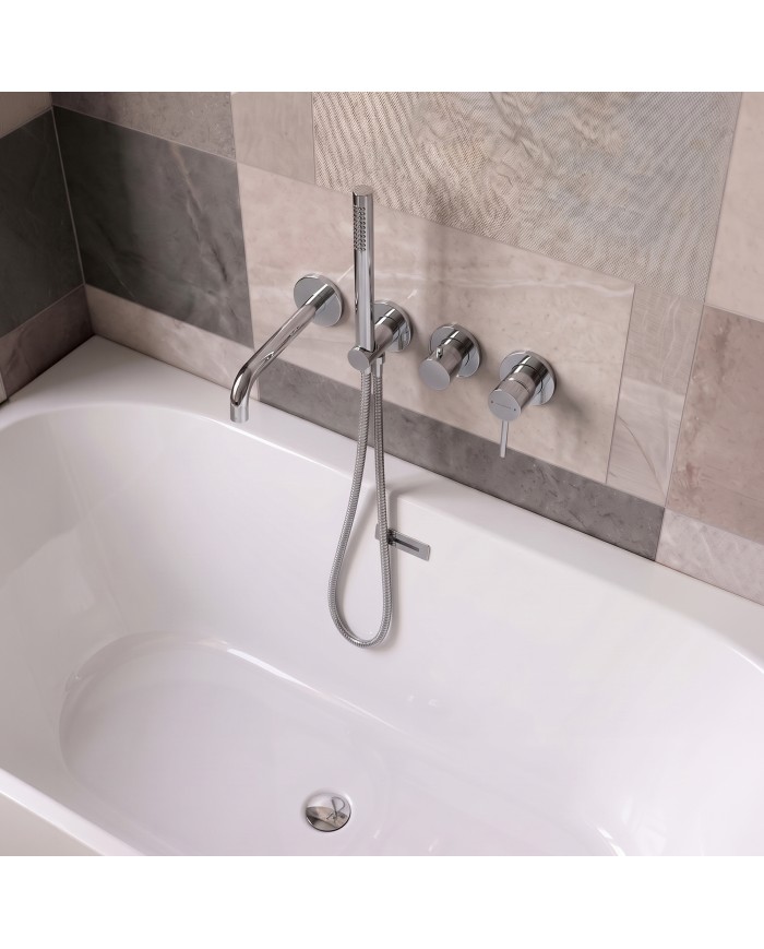EVERSAN Wannenarmatur Oval LOKE 4-Loch Unterputz Einbau-Box Chrom