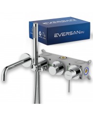EVERSAN Wannenarmatur Oval LOKE 4-Loch Unterputz Einbau-Box Chrom