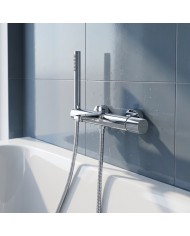 Wannenarmatur Oval LOKE Handbrause Brauseschlauch Chrom
