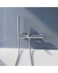 Wannenarmatur Oval LOKE Handbrause Brauseschlauch Chrom