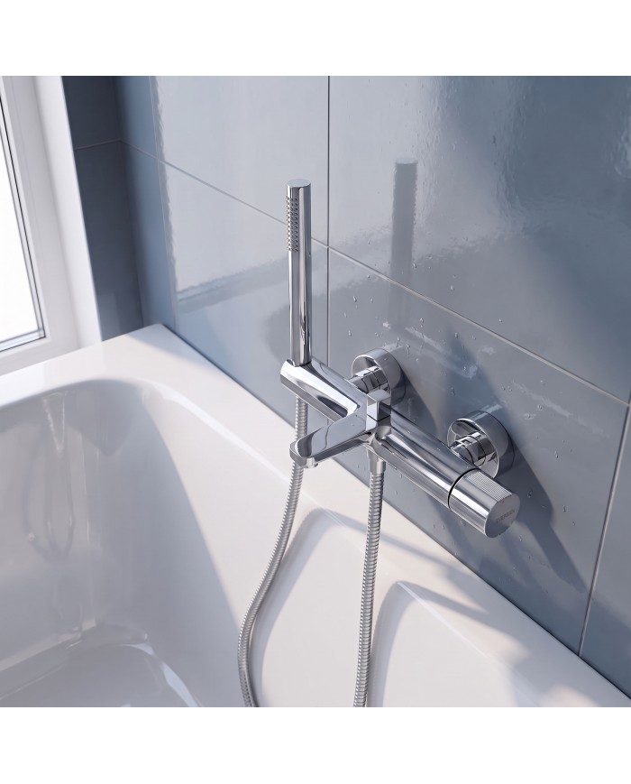 Wannenarmatur Oval LOKE Handbrause Brauseschlauch Chrom