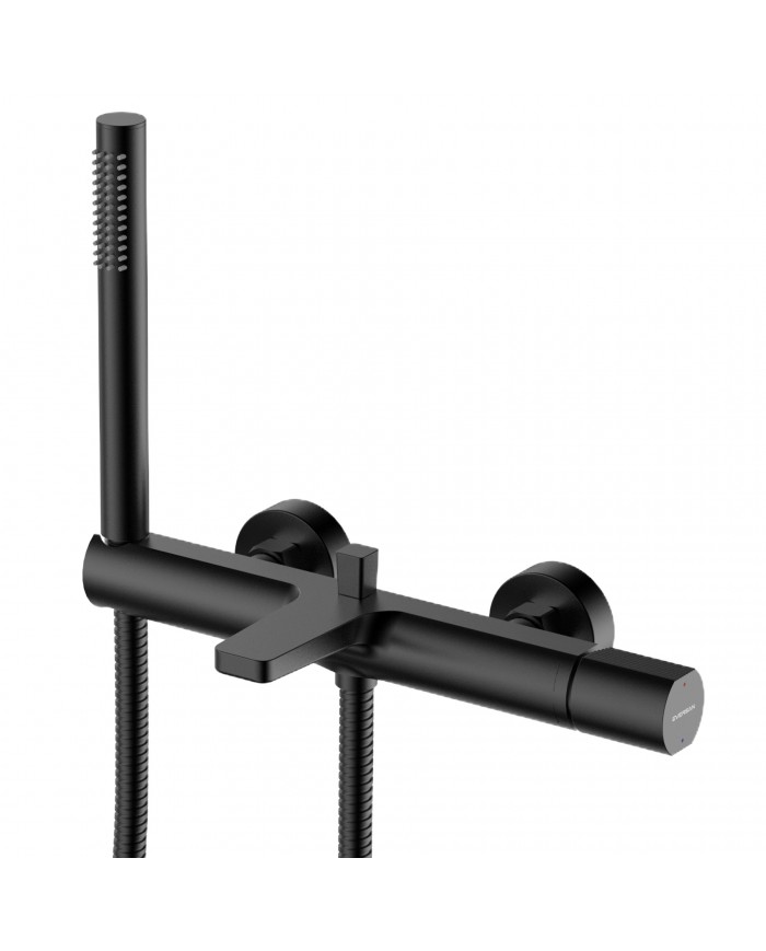 EVERSAN Wannenarmatur Oval LOKE Handbrause Brauseschlauch Schwarz