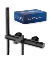 EVERSAN Wannenarmatur Oval LOKE Handbrause Brauseschlauch Schwarz
