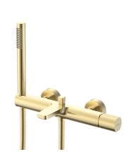 EVERSAN Wannenarmatur Oval LOKE Handbrause Brauseschlauch Gold gebürstet