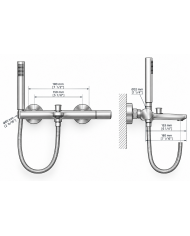 EVERSAN Wannenarmatur Oval LOKE Handbrause Brauseschlauch Schwarz