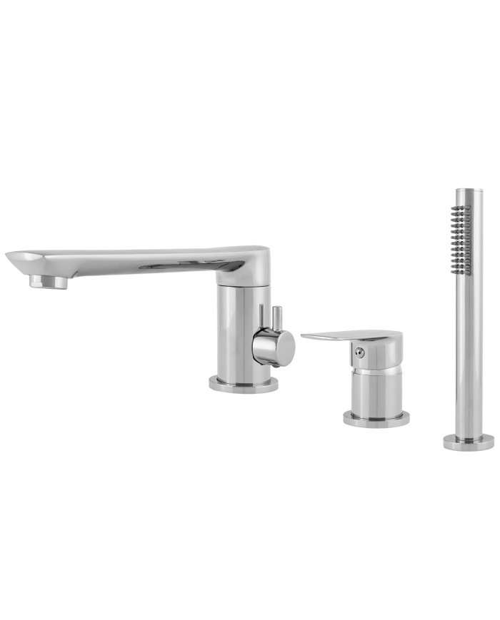 EVERSAN Wannenrandarmatur 3-Loch Oval LOKE Handbrause Brauseschlauch Chrom
