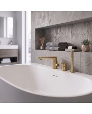 EVERSAN Wannenrandarmatur 3-Loch Oval LOKE Handbrause Brauseschlauch Gold gebürstet