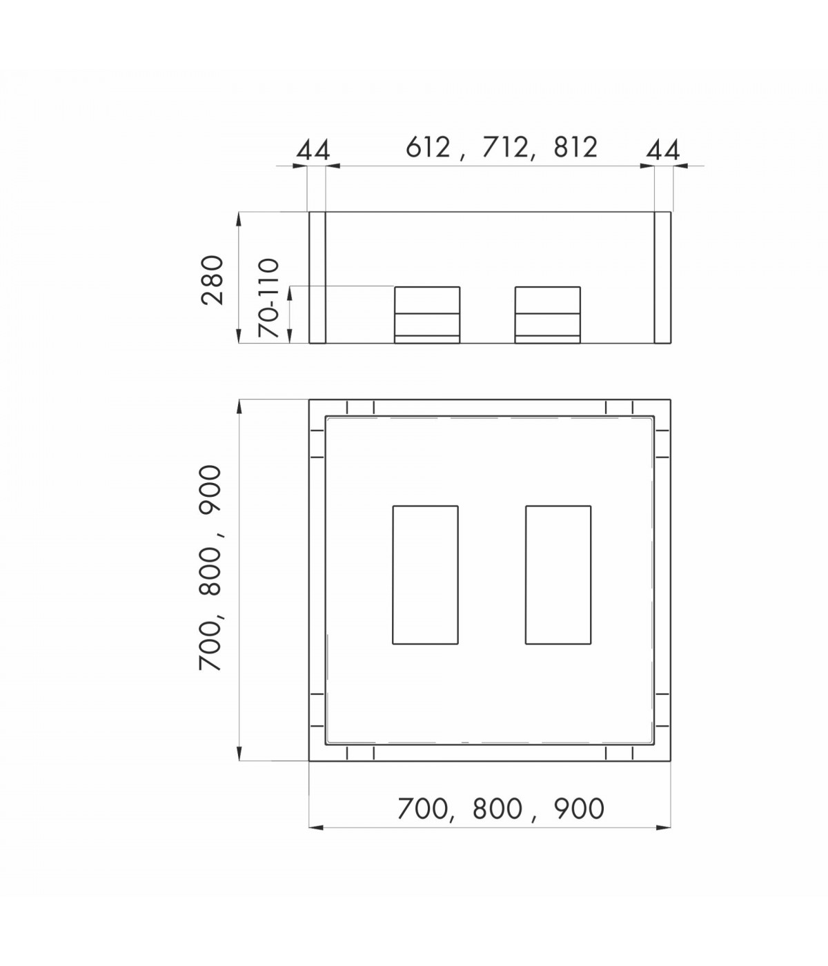Duschwannenträger Styropor Duschwanne Quadratisch 70x70 2.012