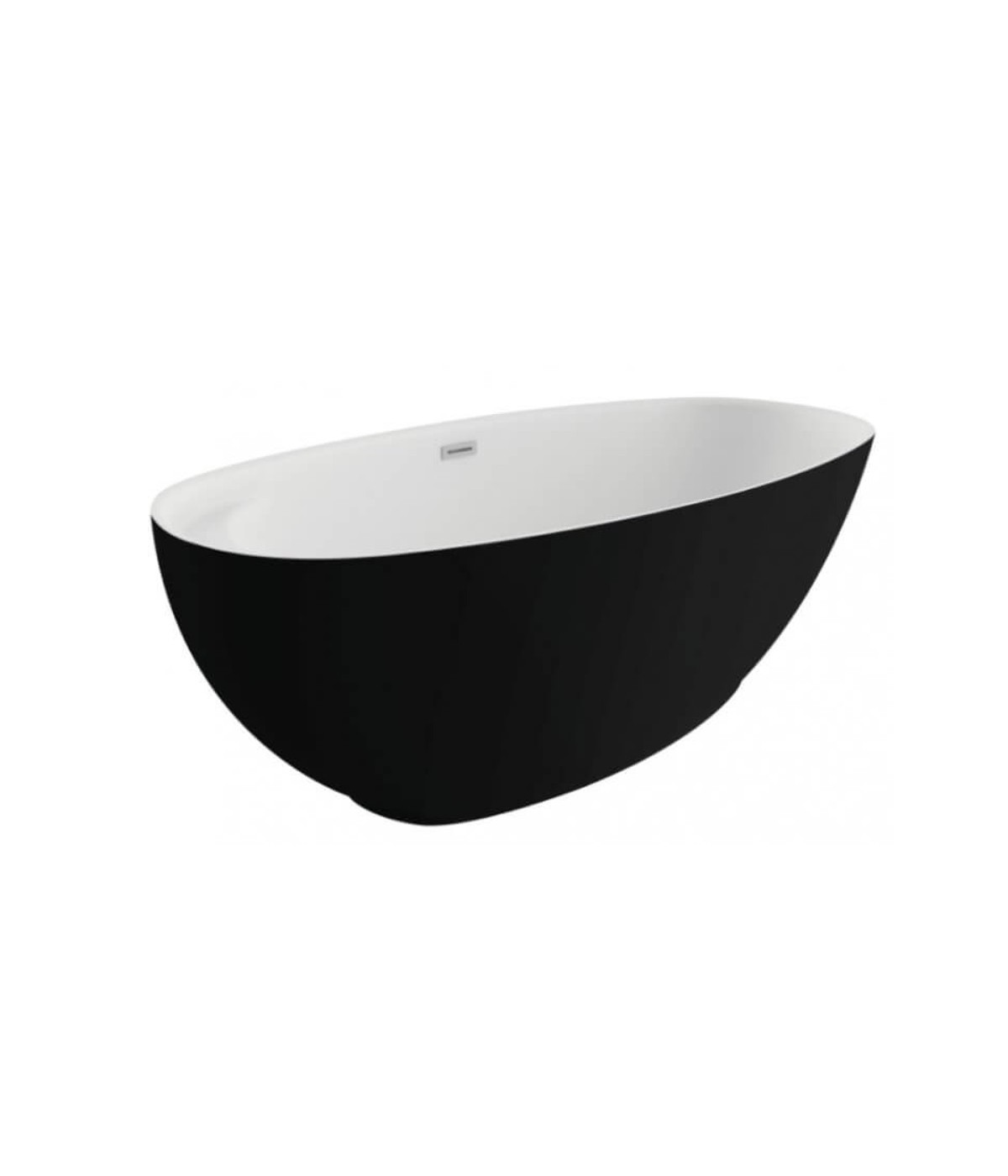 Freistehende Badewanne 165x75cm KIVI Schwarz Matt Ablaufgarnitur GRATIS!