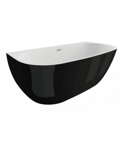 Freistehende Vorwand-Badewanne 160x80 RISAZ Glänzend Schwarz Ablaufgarnitur GRATIS!