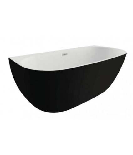 Freistehende Vorwand-Badewanne 170x80 RISAZ Schwarz Matt Ablaufgarnitur GRATIS!