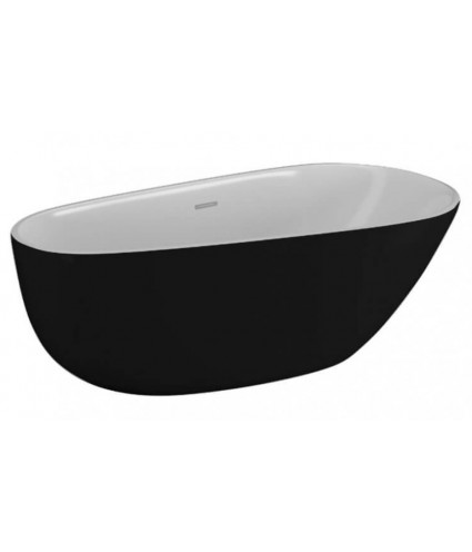 Freistehende Badewanne 170x85 SHILA Schwarz Matt Ablaufgarnitur GRATIS!