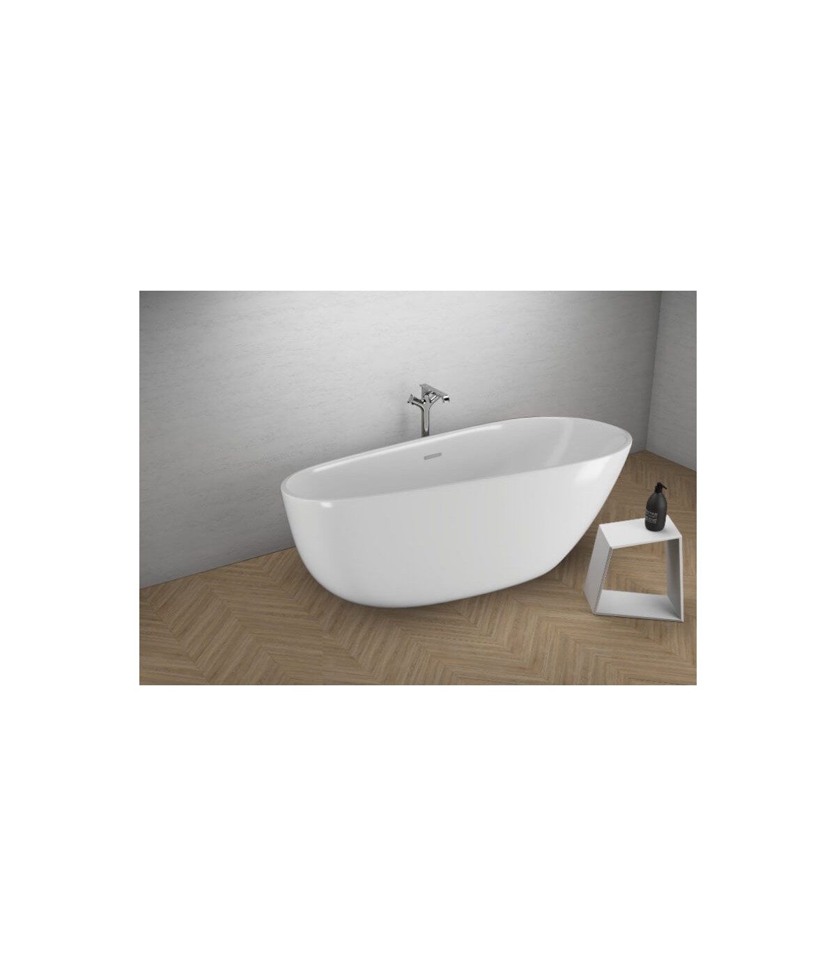 Freistehende Badewanne 170x85 SHILA Aschgrau Ablaufgarnitur GRATIS!