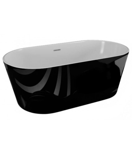 Freistehende Badewanne 160x80 UZO Glänzend Schwarz Ablaufgarnitur GRATIS!