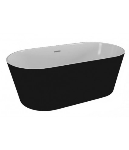 Freistehende Badewanne 160x80 UZO Schwarz Matt Ablaufgarnitur GRATIS!