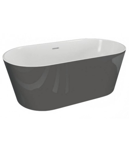 Freistehende Badewanne 160x80 UZO Anthrazit Ablaufgarnitur GRATIS!