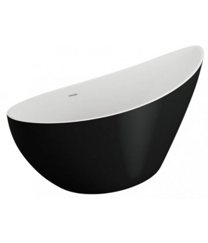 Freistehende Badewanne 180x80 ZOE Schwarz Matt Ablaufgarnitur GRATIS!