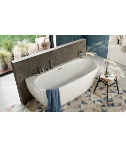 Freistehende Vorwand-Badewanne 170x80 RISAZ Weiß Ablaufgarnitur  GRATIS!