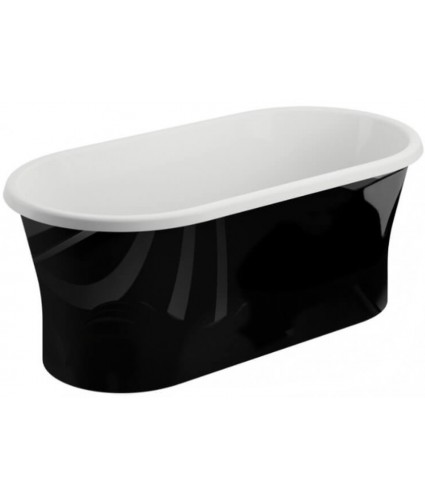 Freistehende Badewanne 150x75 AMONA Glänzend Schwarz Ablaufgarnitur GRATIS!