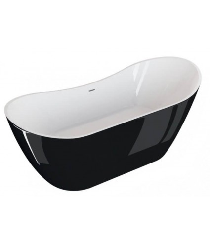 Freistehende Badewanne 180x80 ABI Glänzend Schwarz Ablaufgarnitur GRATIS!