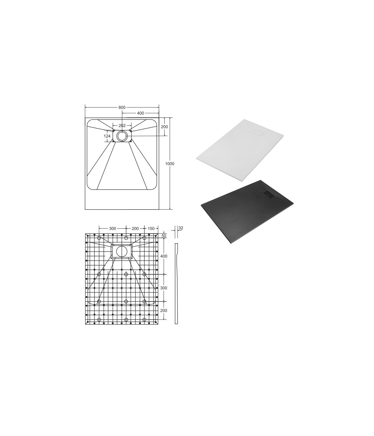 DUSCHWANNE RECHTECK 100x80 VEXOS Ablaufgarnitur GRATIS !