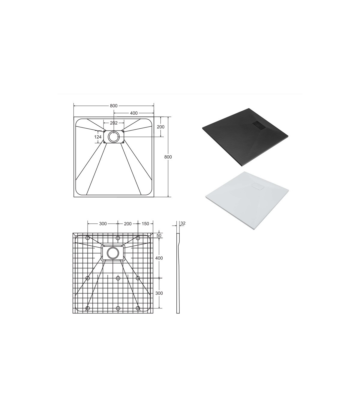DUSCHWANNE QUADRATISCH 80x80 VEXOS Ablaufgarnitur GRATIS !