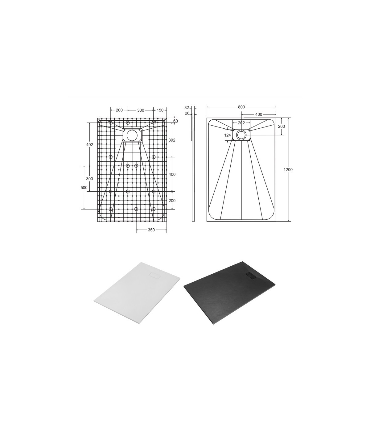 DUSCHWANNE RECHTECK 120x80 VEXOS Ablaufgarnitur GRATIS !