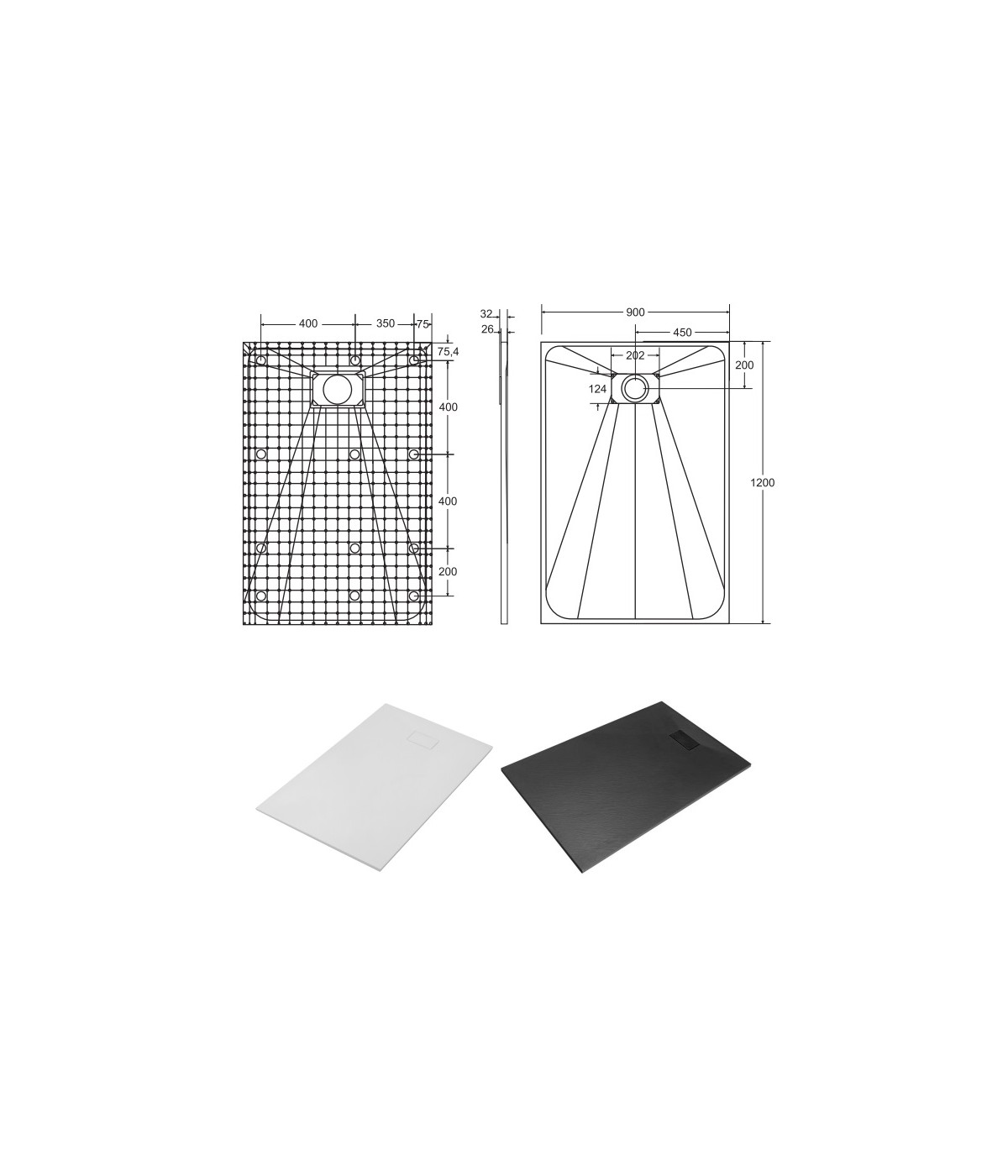 DUSCHWANNE RECHTECK 120x90 VEXOS Ablaufgarnitur GRATIS !