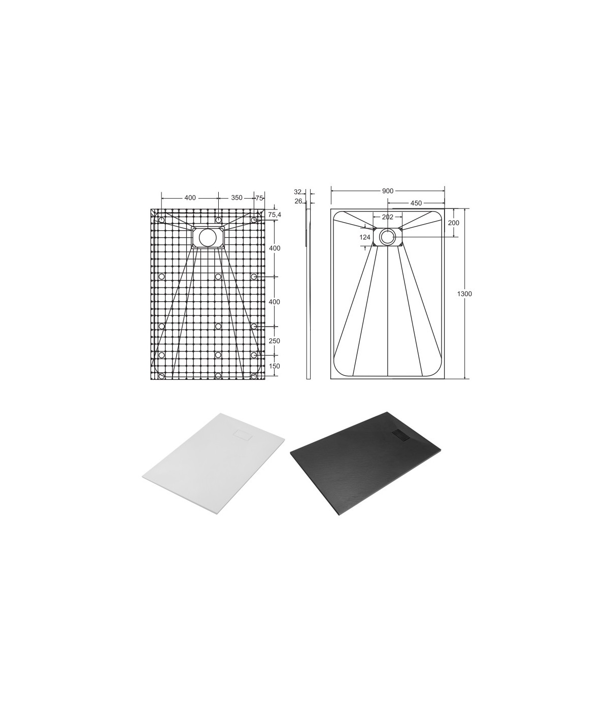 DUSCHWANNE RECHTECK 130x90 VEXOS Ablaufgarnitur GRATIS !