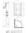 Duschkabine Duschwanne Transparentes Glas 80x80 185cm Halbrund