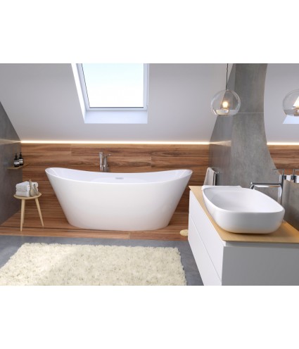 Freistehende Badewanne 170 x 80 ROSSA Acryl Ablauf Click-Clack GRATIS !