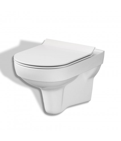 SET: WC-Vorwandelement C201 + WC-Toilette SLIM Soft-Close City-Cleanon Weiß + Schallschutzmatte + WC-Betätigungsplatte Gold