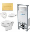 SET: WC-Vorwandelement C201 + WC-Toilette SLIM Soft-Close Desna Weiß + Schallschutzmatte + WC-Betätigungsplatte Chrom