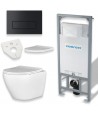 SET: WC-Vorwandelement C201 + WC-Toilette SLIM Soft-Close Desna Weiß + Schallschutzmatte + WC-Betätigungsplatte Gold