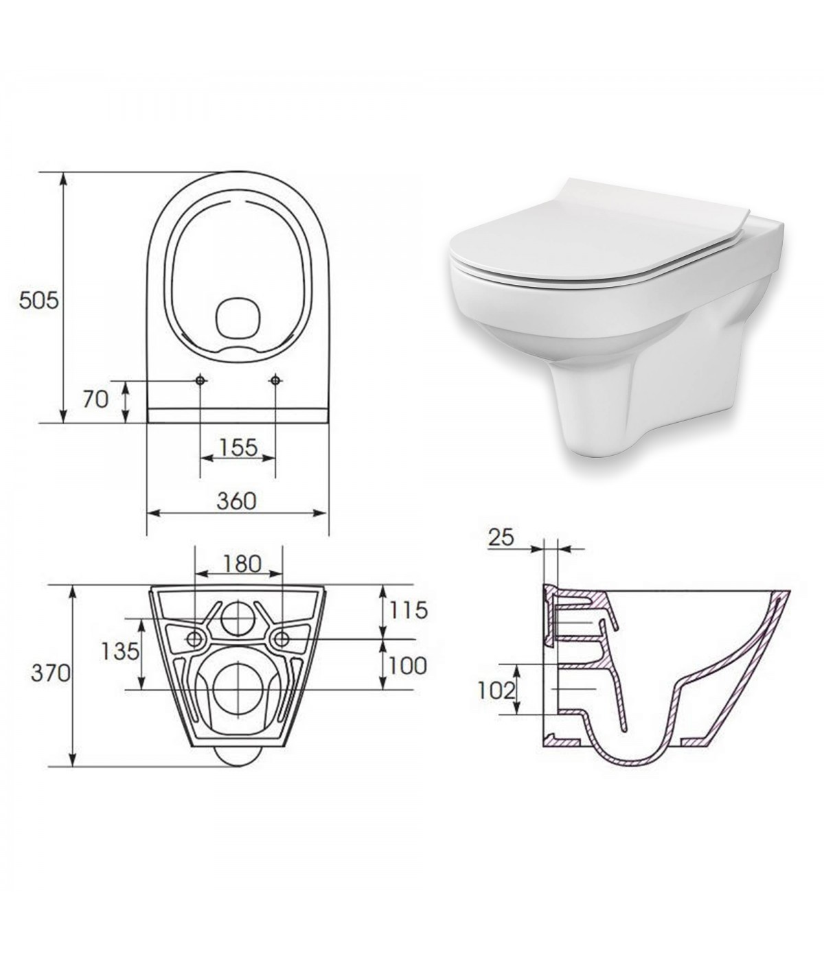 SET: WC-Vorwandelement Duofix + WC-Toilette SLIM Soft-Close City-Cleanon Weiß + Schallschutzmatte + WC-Betätigungsplatte Chrom